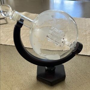 Elegant Clear Glass Decanter with Black Stand